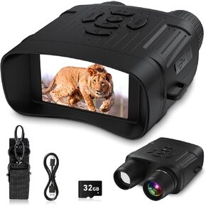 4K Night Vision Goggles, Profey Rechargeable Digital Infrared Night Vision Binoculars for Adults, 10X Digital Zoom, NVG with 3'' Screen and 32GB TF Card with 9-Brightness Level, Bird Watching, Hunting