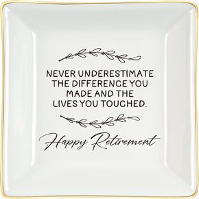 Homlouue Retirement Gifts for Women, Retirement Ring Holder, Happy Retirement Gifts, Never Underestimate the Difference You Made Jewelry Holder, Retired Gifts for Women Coworkers Friends Wife