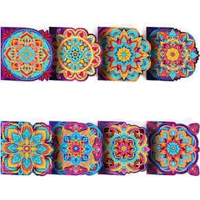 pigpigboss 8 Packs Mandala Diamond Painting Greeting Card Kit Flower Diamond Art Greeting Cards Special Shaped Diamond Painting Greeting Card Arts Crafts Gift for Christmas Thanksgiving Day