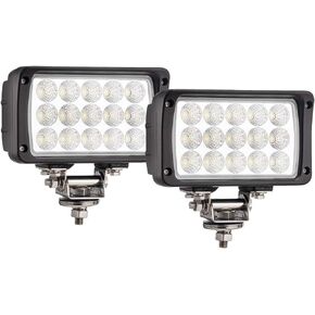 Super Bright Off-Road 4x6 inch Rectangular LED Work Light, Headlight & Fog Light, Flood Beam for Trucks & Tractors, 6000K Cool-White, 12V/24V DC, H4 Connector, Corrosion & Vibration Resistant, 2-Pack