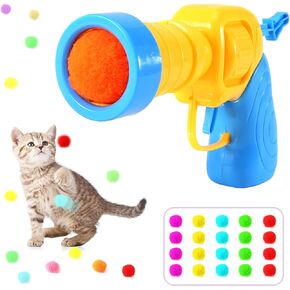 Cat Ball Toy Launcher - includes 20 Colorful Plush Cat Balls and Exciting Launcher Set for Hours of Interactive Fun and Exercise