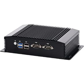 HUNSN كمبيوتر صناعي بدون مروحة، IPC، كمبيوتر صغير، Windows 11 / Linux Ubuntu، Intel N100، IM12، 4 x USB، 2 x COM، 2 x LAN، DP، 2 x HDMI، 8G RAM 128G SSD