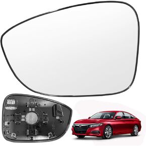 Compatible With Honda Accord 2018 2019 2020 2021 2022 Driver Left Side Mirror Glass Replacement, Heated Side Rearview Mirror with Backing Plate