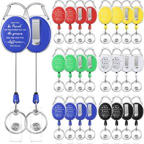Retractable Keychain Heavy Duty Retractable Badge Holder ID Badge Reel Clip Bulk ID Card Key Holder with Ring Employee Appreciation Gift for Office Nurse Doctor Teacher Worker(48 Pcs)