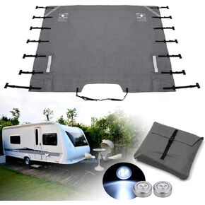 غطاء سحب RV، أغطية Maso Caravan حامية للمنزل المتنقل نايلون مقاوم للماء 86.6 × 68.9 بوصة أسود