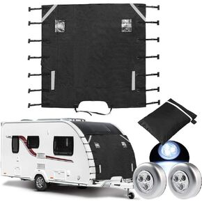 RV Towing Cover,Maso Caravan Covers Protector for Motorhome Waterproof Nylon 86.6 x 68.9 Inch Black
