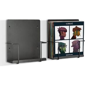 Vinyl Record Storage Display Holder 2pk - Matte White Record Shelf Wall Mount - Fits 30 LP's - Minimalist Steel Shelves - Stylish Vinyl Records Organizer Stand - Frame Your Album Art