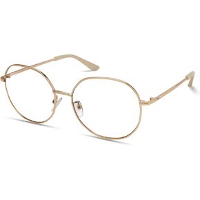 Kenneth Cole REACTION Women's KC1512-B Round Blue Light Blocking Eyewear Frames, Gold, 58mm