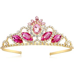Pink Princess Crown Dress-up Crown Headband Aurora Tiara Birthday Wedding Gold Crown Halloween Cosplay Hair Accessories for Her