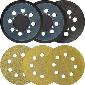 2 Pack 5 Inch 8 Hole Hook and Loop Replacement Sanding Pad + 15 PCS Sander Dsic for DeWalt DWE6423/6423K, DWE6421/6421K, DWE6421-B2, DWE6421-B3, DWE6421-BR, DCW210B Sander