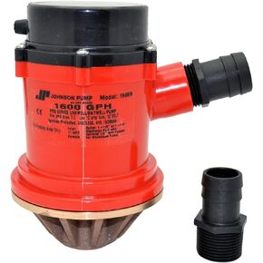 Johnson Pumps 166004B PRO Series 1600 GPH Livewell/Baitwell Aerating Pump, 12V (16004B), Bronze
