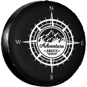 مغامرة تنتظر غطاء إطار احتياطي للمقطورة غطاء إطار العجلة واقي العجلة مقاوم للماء والغبار مناسب عالمي لشاحنة RV SUV (15 بوصة يناسب قطر الإطار 70-75 سم/27.5-30 بوصة) in Kuwait