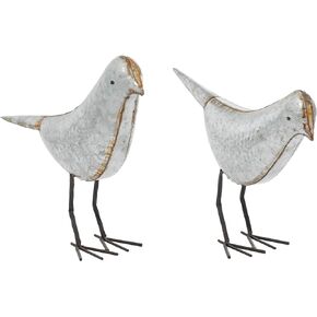 Deco 79 Metal Bird Decorative Sculpture Home Decor Statues, Set of 2 Accent Figurines 12", 13"H, Gray