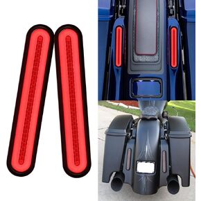 Xotic Tech 2pcs LED 5 in 1 Trunk Tail Light Bar Strobe Sequential for Running, Stop, Turn, brake and steering Compatible with Harley Davidson Motorcycles, 100-SMD Red Amber (9")
