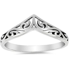 Filigree Celtic Chevron Thumb Ring 925 Sterling Silver Victorian Band Sizes 3-13