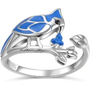 S925 Sterling Silver Cardinal Hummingbird Urn Ring for Ashes Blue Jay Red Bird Rings Heart Keepsake Memorial Jewelry Gifts