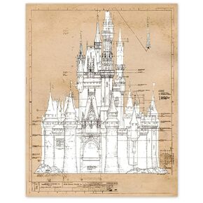 Vintage Castle Patent Prints,1 (11x14) Unframed Photos, Wall Art Decor Gifts Under 20 for Home Office Nursery Student Teacher Coach Building Architecture Walter Disney Cinderella Princess Movies Fans