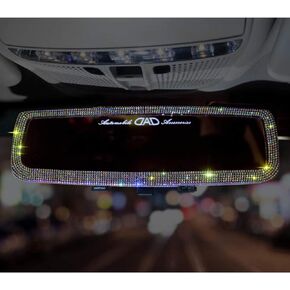 Bling Rhinestone Car Rear View Mirror,Car Rear View Mirror with Crystal Diamonds Bling Car Accessories for Women-Blue