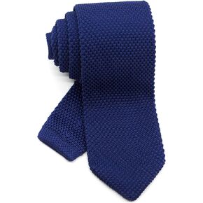 Men's Pointed Knit Tie Necktie Width 2.75 inches Washable Solid Color Dark Blue