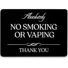 Absolutely No Smoking or Vaping Sign (Black Acrylic 5 x 3.5 in) - No Smoking Signs for Business - No Smoking Signs for Home - No Smoking Sign - Airbnb Essentials for Hosts - Airbnb SIgns - VRBO Signs