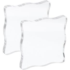PATIKIL Acrylic Stamp Block, 2 Pack Stamping Block Wavy Clear Decorative Mounting Blocks Set for Scrapbooking DIY Crafts Card Making, 3.9x3.9