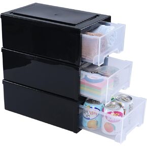 3 Pack Stackable Drawer Unit, 6.5 Quart Plastic Desktop Storage Drawer Box, F