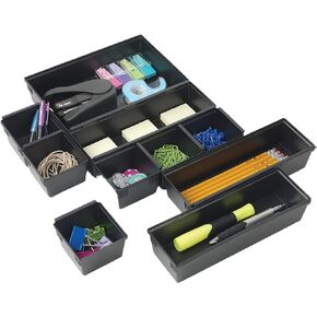 Dial Industries B689K Drawer Organizer Tray Set, Black