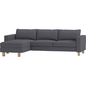 Sofa Cover only! Dense Cotton Karlstad Three Seat Sofa and Chaise Lounge Cover Replacement Only Fits IKEA Karlstad Sectional Corner Sofa. Width: 282CM, Not 244CM! Sofa Cover Only! (Light Gray Cotton)