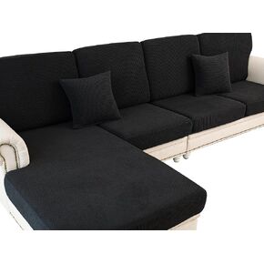 Couch Cushion Cover Seat Cushion Cover Stretch Armchair Cover Separate Sectional Sofa Slipcovers Furniture Protector(1 Piece for Seat or Sofa Backrest, Black)