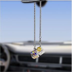 Creative Hanging Dice with Dot, Retro Square Metal Dice Car Rear View Mirror Pendant, Universal Auto Rearview Mirrror Hanging Ornament, Vehicle Mirrror Decor Accessories (Colorful)