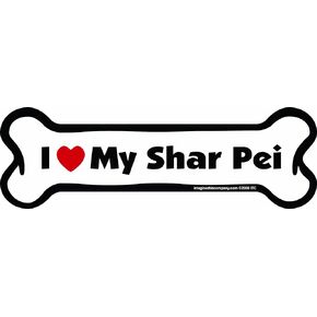 Bone Car Magnet, I Love My Shar Pei, 2-Inch by 7-Inch