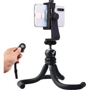 Phone Tripod with Remote, Ruittos Portable and Flexible Tripod with Vertical Phone Tripod Adapter Mount and Wireless Remote, Cell Phone Tripod for Video Recording