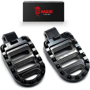 MZS Motorcycle Foot Pegs, Front Footpegs MX Serrated Wide Pedal Rest CNC Black Compatible with R1200RT 14-18 | R1250RT 18-23 | K1600 18-23 | K1600B 18-23 | K1600GT 16-23 | K1600GTL 16-23