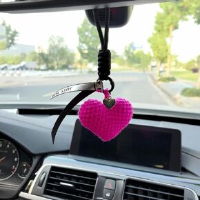 Car Rear View Mirror Accessories, Cute Crochet Flower Car Decor, Handmade Knitted Car Hanging Accessories for Women Holiday Gifts（Multicolor）