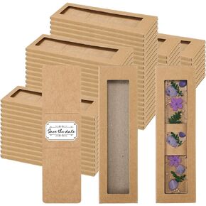 50 Set Kraft Bookmark Sleeves Resin Bookmark Holder 5.9 x 1.8'' Cardboard Gift Boxes DIY Blank Display Cards for Wrapping Gift Supplies(Brown)