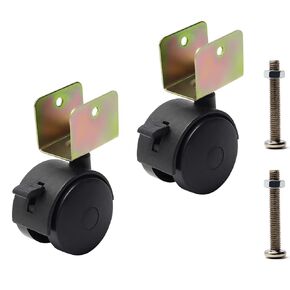 MroMax 4Pcs 1-4/5 Inch Swivel Caster Wheel, Brake Caster with 25mm U Bracket, Total Load Capacity 110 Lbs, Black Crib Caster Replacement for Cabinet, Bookcase, Computer Desk