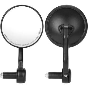 KEMIMOTO CNC Aluminium Motorcycle Rearview Mirrors, Universal Adjustable Bar End Side Mirror with M8 M10 Bolt Fits 16.5-19mm Handlebar Compatible with Motorcycle, Motorbikes, Scooters, ATV