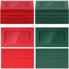 jiebor 100pcs Black Gift Cards Envelopes Blank Gift Cards Sleeves Cards Holder Mini Small Envelopes with Windows for Business Gift Cards Christmas 4x2.4inch