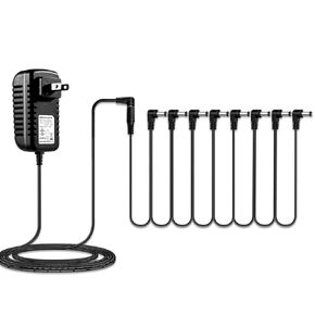 ENO MUSIC Guitar Pedal Power Supply Adapter 9V DC 1A Tip Negative 8 Way Daisy Chain Cables for Guitar Effects Pedal