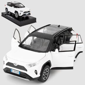 Model Car 1/32 RAV4 Alloy Diecast Collectible Toy Car with Light and Sound Toy Vehicle Door Can Be Opened for Boys Kids Toddler Gift (Black)