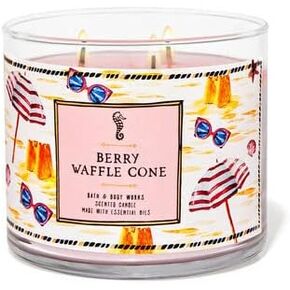 Bath & Body Works, White Barn 3-Wick Candle w/Essential Oils - 14.5 oz - 2021 Summer Scents! (Berry Waffle Cone)