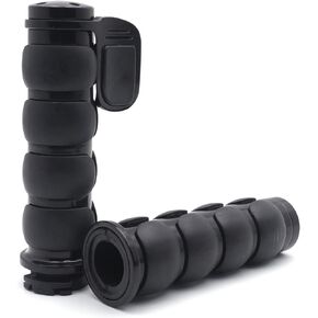 HTTMT TRHB114F-25-BK Black Rubber Hand Grips 1 inch 25mm Pair Compatible with Harley Davidson Softail Fat Boy FLSTF Kawasaki Vulcan Suzuki Intruder Road Star V Star