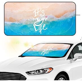 Car Windshield Sun Shade, Beautiful Printed Foldable Wear-Resistant Cars Window Shades Visor Shield Blocks UV Rays Sun Protection, Automotive Interior Portector for Small Sedans & SUVs & Hatchbacks in Kuwait