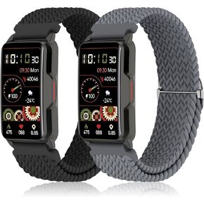 2 Pack Braided Elastic Band Compatible with Mindrose H80 1.47 inch Smart Watch,Adjustable Loop Soft Elastic Replacement Straps for Mindrose H80 Fitness Trackers IP68 for Women Men