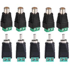 BNC Male and Female Plug Screw Terminal Connector, BNC to Cat5e Adapter Male Connectors and Solderless Female Video Balun Connector, for CCTV Surveillance Camera Terminal Plug - (10 Pcs)