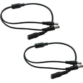 2PCS 2.1x5.5mm Power Distributor Cable Black DC 1 in 2 LED Trial Connection Cable Suitable for LED Luminaires