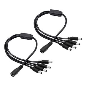 PNGKNYOCN 35cm DC Power Splitter Cable 5.5mm x 2.1mm DC Jack Plug 1 Female to 4 Male Splitter Cable,Y Splitter Adapter Wire,for CCTV Cameras DVR, LED Light Strip (2 Pack)