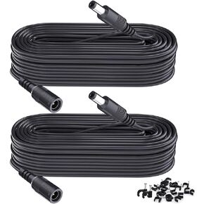 Tonton Power Extension Cable 10M 33Ft 2.1mm x 5.5mm Compatible with 12V DC Adapter Cord for CCTV Security Camera System NVR DVR and Standalone IP Camera(Black 2 Pack)