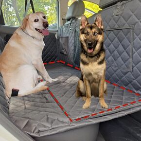 ORNING Heavy Duty Hard Bottom Dog Car Seat Cover with Breathable Window and Backseat Extender for Dogs Safe and Scratch-Resistant Ideal Large Dog Hammock for Cars