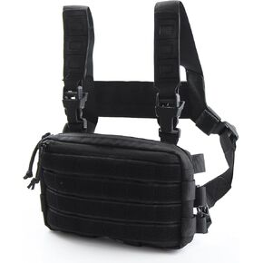 Tactical Chest Rig Bag Molle Organizer Pouch Utility Recon Kit Front Pack Multi-Purpose Daypack Concealed Carry Bag for Outdoor Hunting Hiking Fishing 1000D (black)
